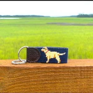 Brand New Needlepoint Yellow Lab Key Fob